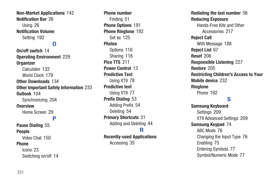 Samsung SGH-T759ZPBTMB User Manual | Page 256 / 259