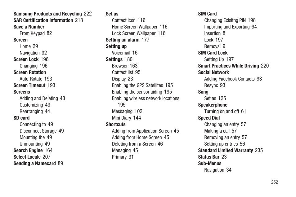 Samsung SGH-T759ZPBTMB User Manual | Page 257 / 259