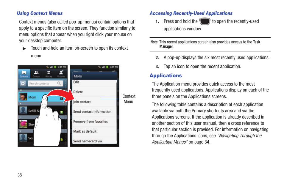 Applications | Samsung SGH-T759ZPBTMB User Manual | Page 40 / 259