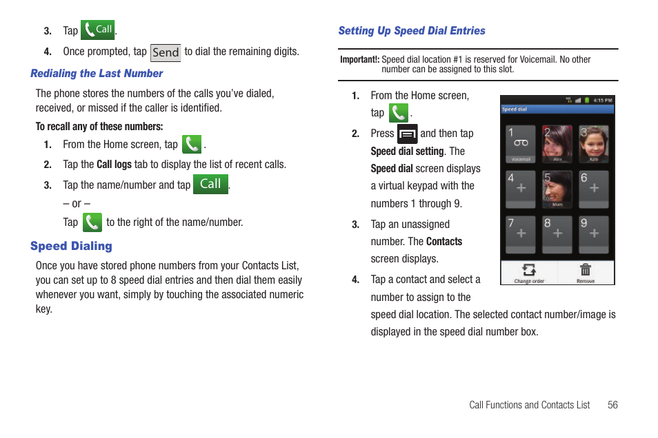 Speed dialing | Samsung SGH-T759ZPBTMB User Manual | Page 61 / 259