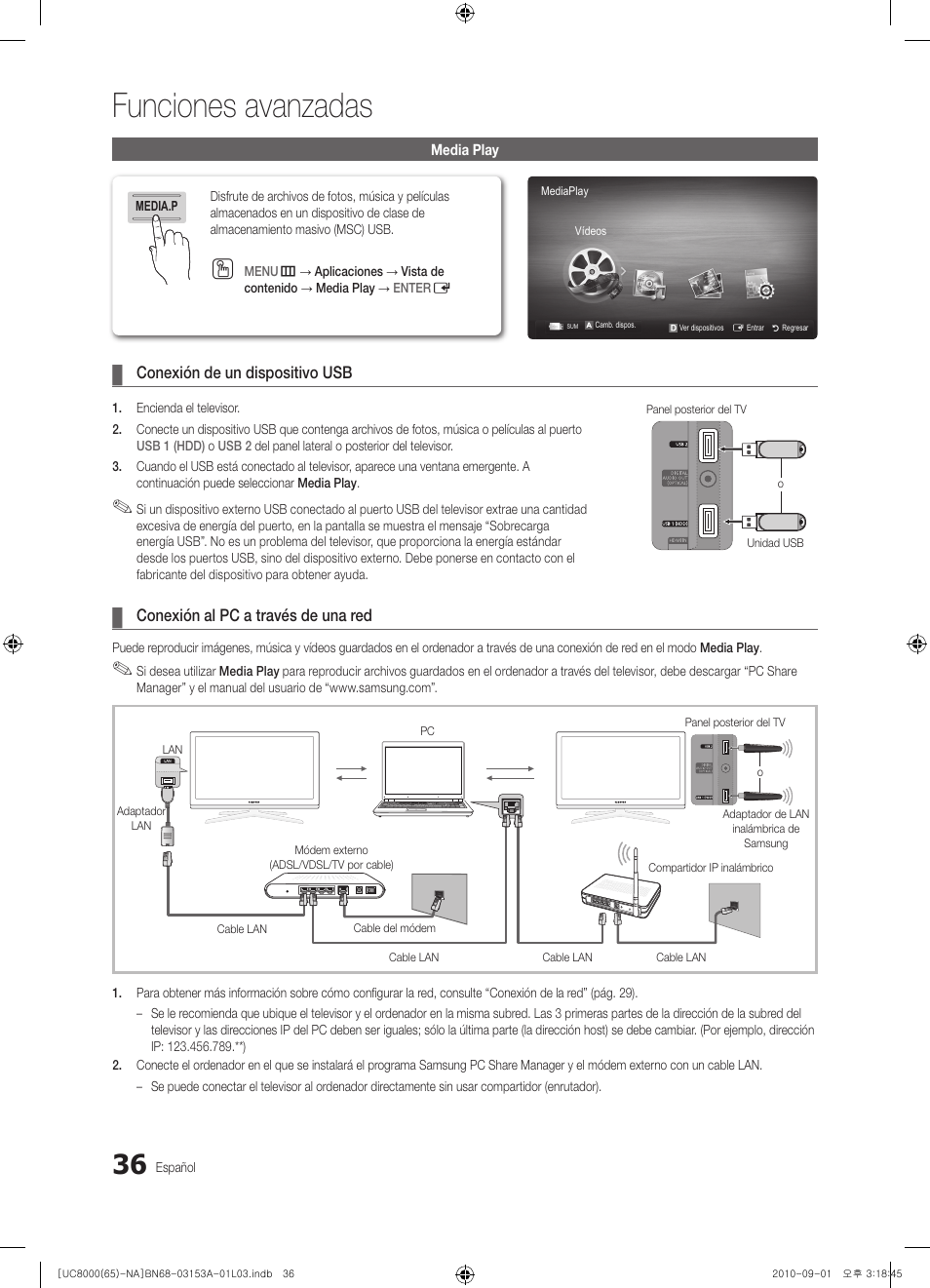 Funciones avanzadas | Samsung UN65C8000XFXZA User Manual | Page 102 / 199