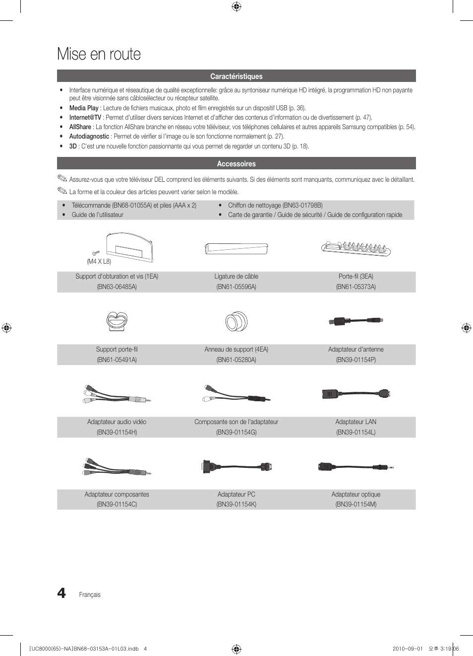 Mise en route | Samsung UN65C8000XFXZA User Manual | Page 136 / 199