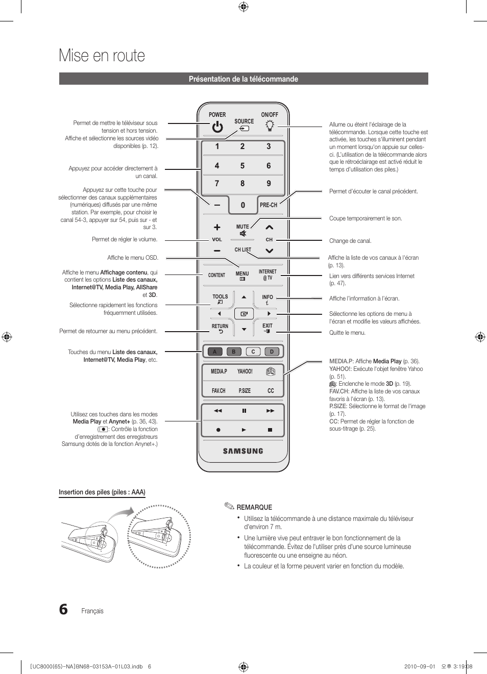 Mise en route | Samsung UN65C8000XFXZA User Manual | Page 138 / 199