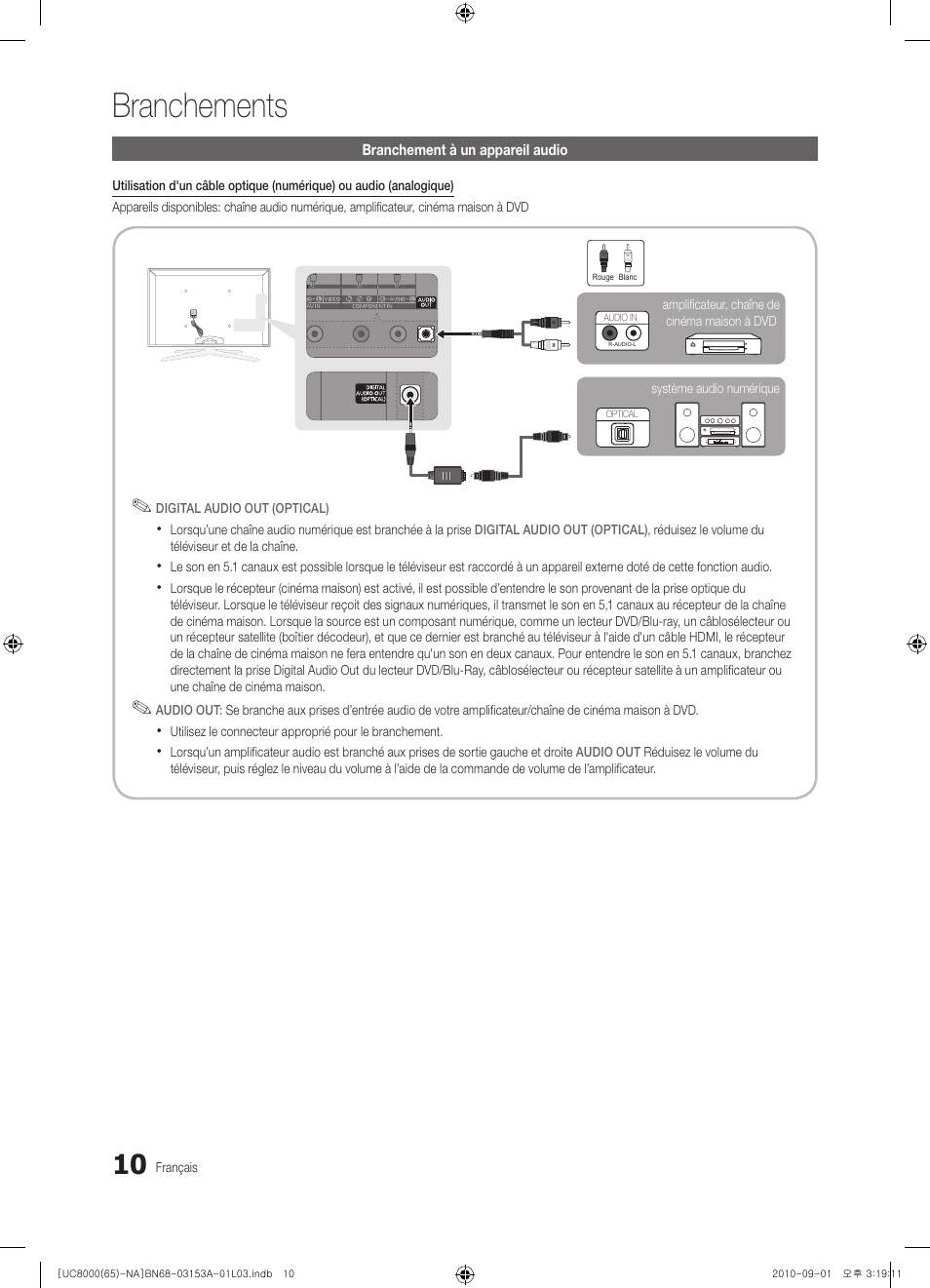 Branchements | Samsung UN65C8000XFXZA User Manual | Page 142 / 199