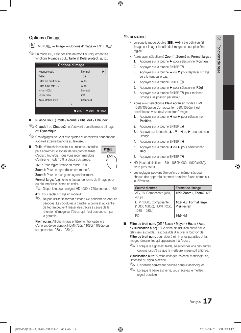 Options d'image | Samsung UN65C8000XFXZA User Manual | Page 149 / 199