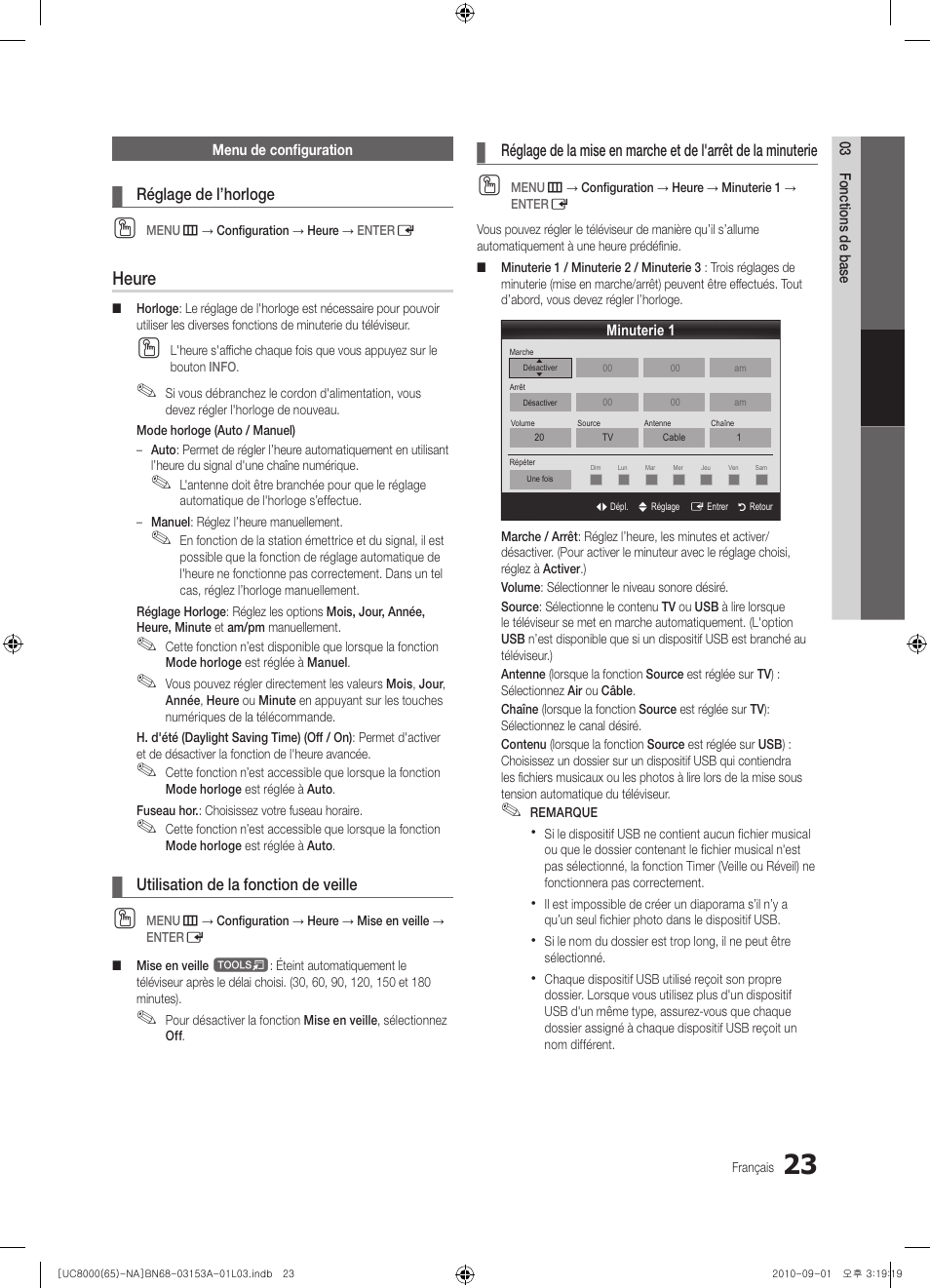 Heure | Samsung UN65C8000XFXZA User Manual | Page 155 / 199