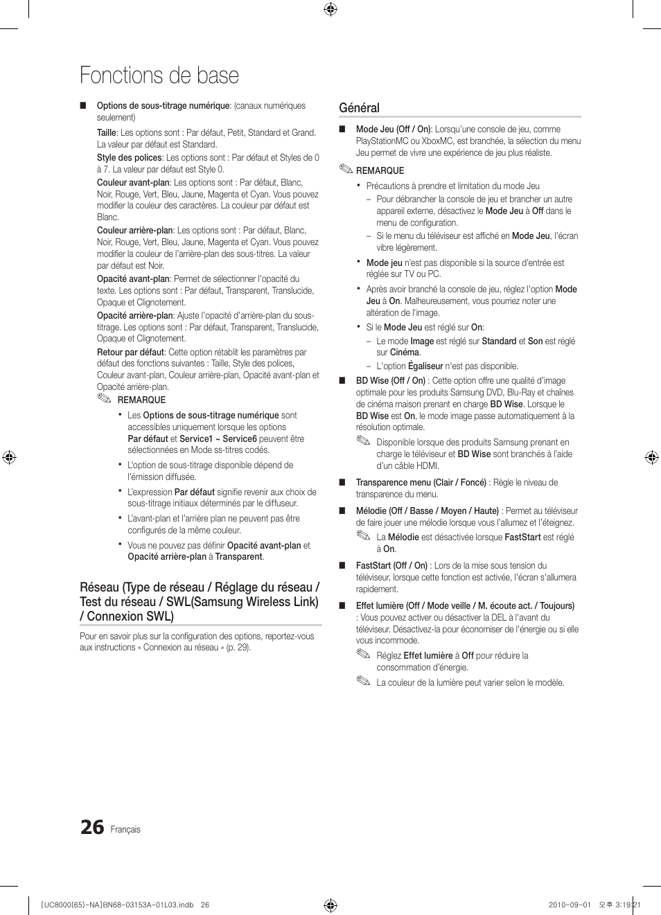 Fonctions de base | Samsung UN65C8000XFXZA User Manual | Page 158 / 199