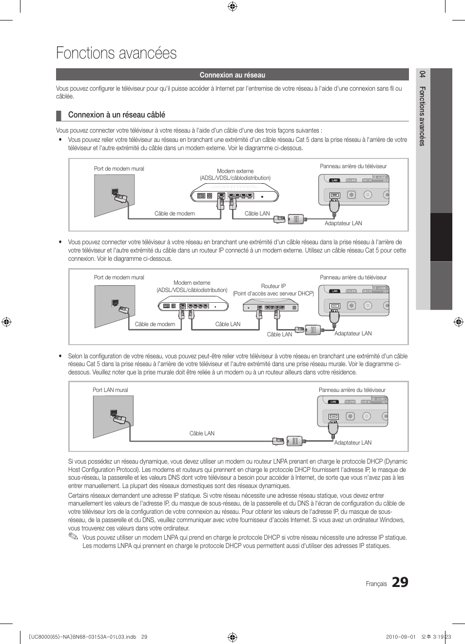 Fonctions avancées | Samsung UN65C8000XFXZA User Manual | Page 161 / 199