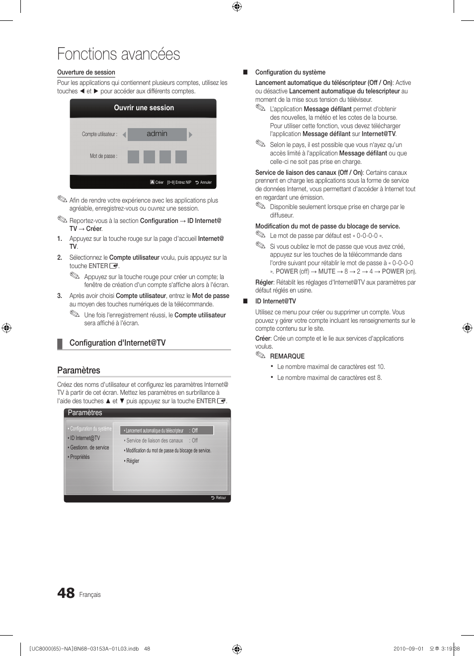 Fonctions avancées | Samsung UN65C8000XFXZA User Manual | Page 180 / 199