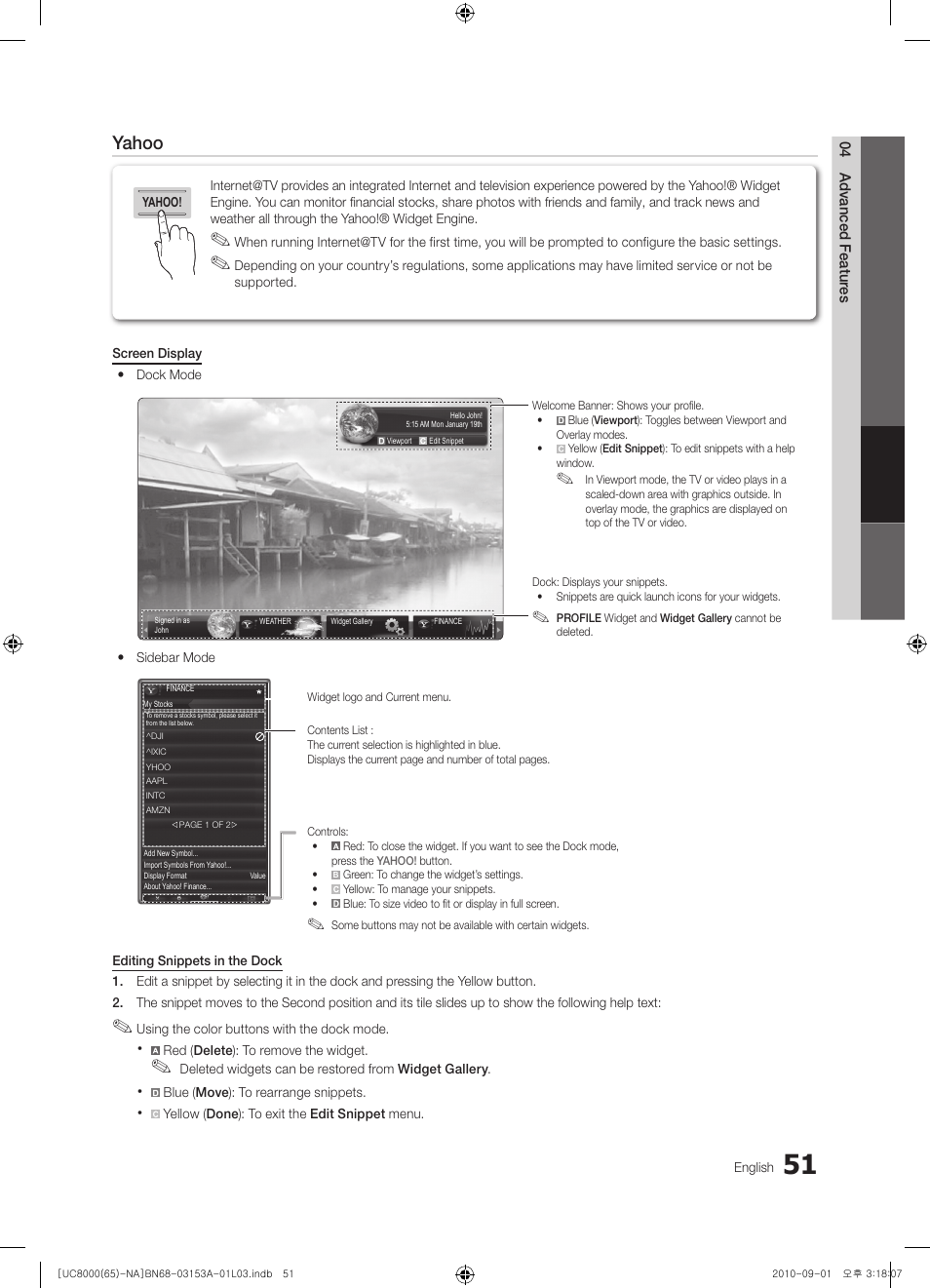 Yahoo | Samsung UN65C8000XFXZA User Manual | Page 51 / 199