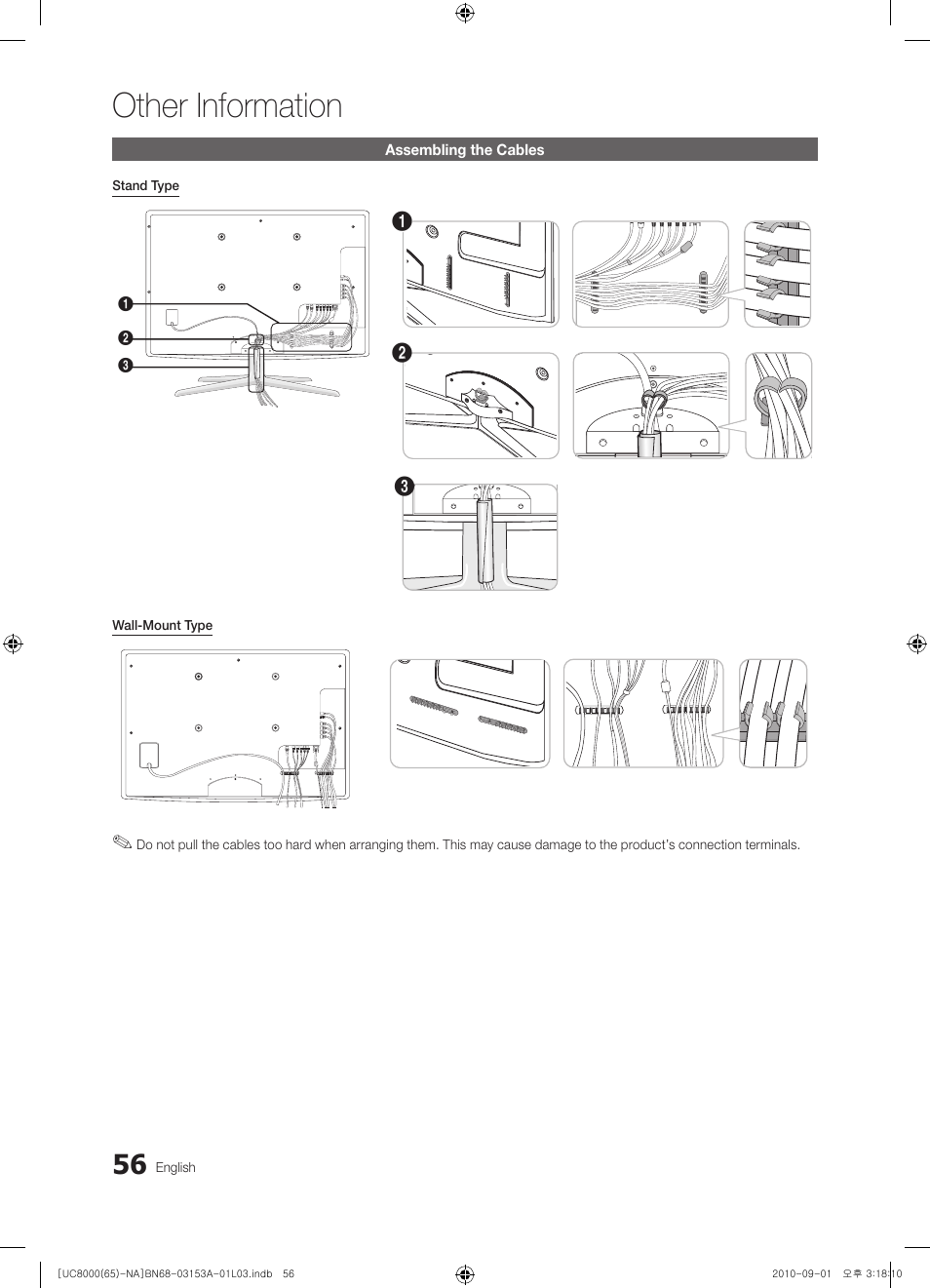 Other information, Assembling the cables | Samsung UN65C8000XFXZA User Manual | Page 56 / 199