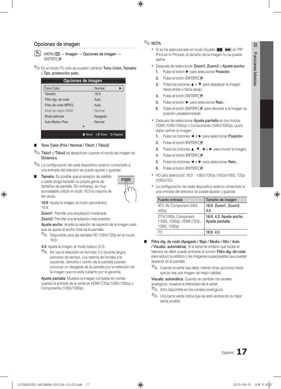 Opciones de imagen | Samsung UN65C8000XFXZA User Manual | Page 83 / 199