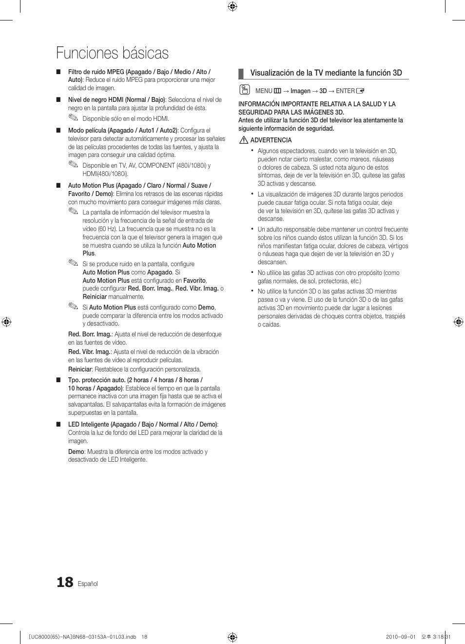 Funciones básicas | Samsung UN65C8000XFXZA User Manual | Page 84 / 199