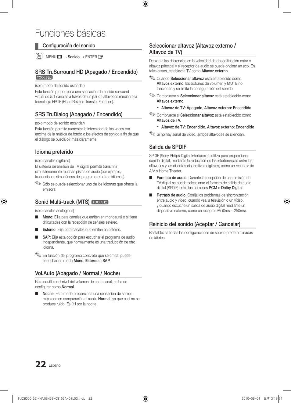 Funciones básicas | Samsung UN65C8000XFXZA User Manual | Page 88 / 199