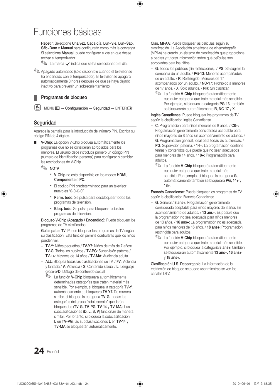 Funciones básicas | Samsung UN65C8000XFXZA User Manual | Page 90 / 199