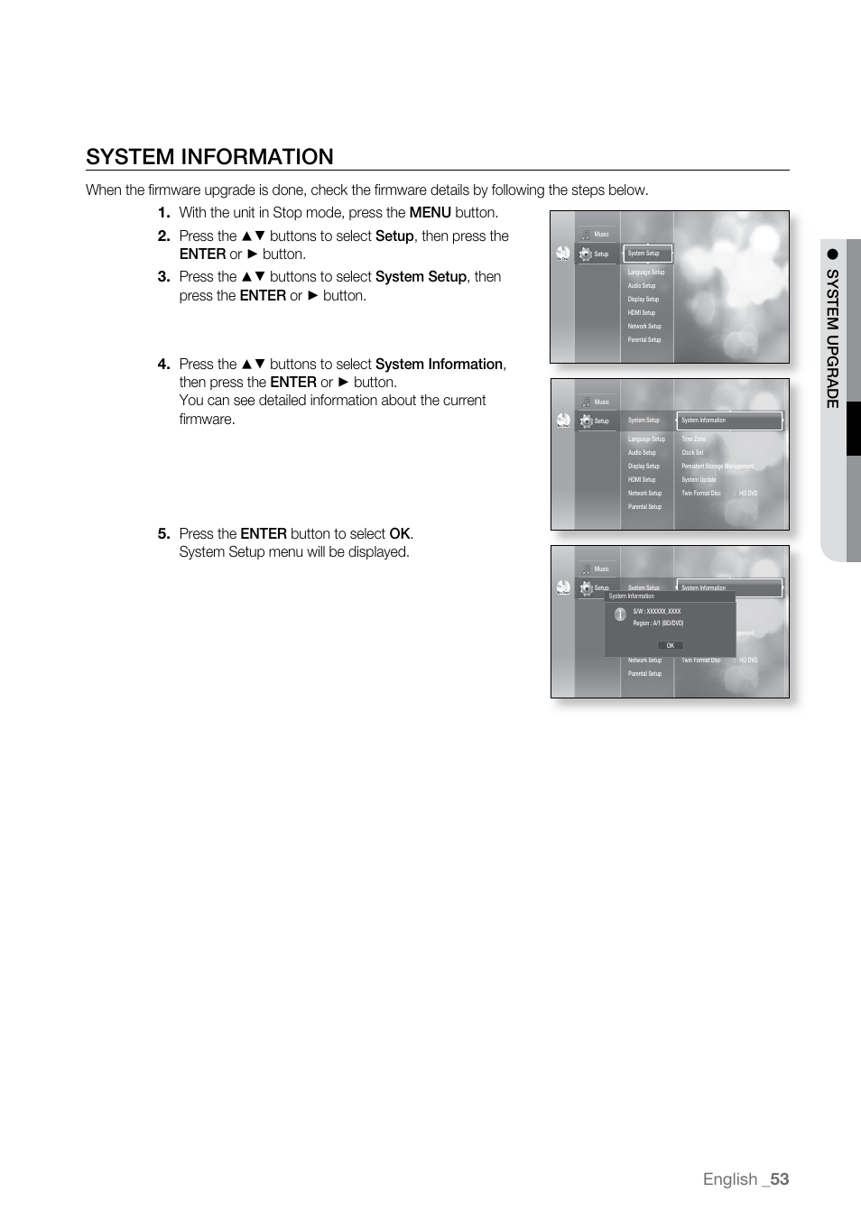 System information, English | Samsung BD-UP5000-XAA User Manual | Page 54 / 69