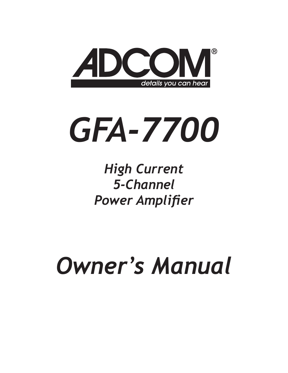 Adcom GFA-7700 User Manual | 16 pages