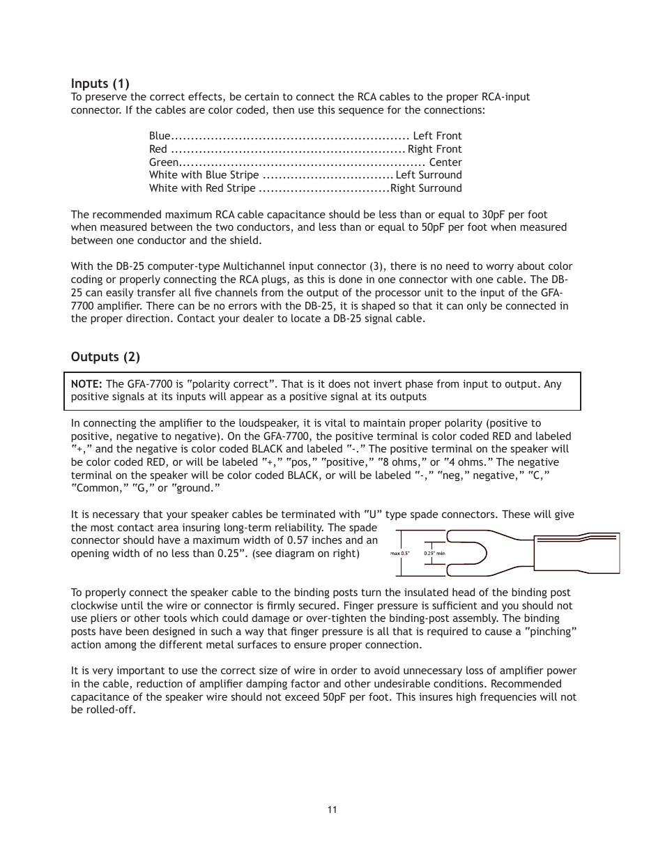 Adcom GFA-7700 User Manual | Page 11 / 16