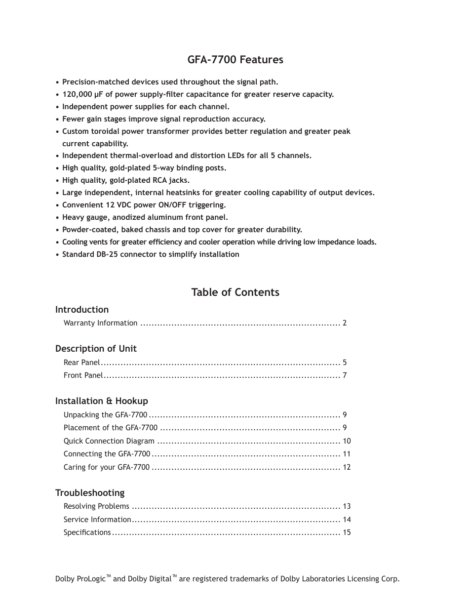 Adcom GFA-7700 User Manual | Page 3 / 16