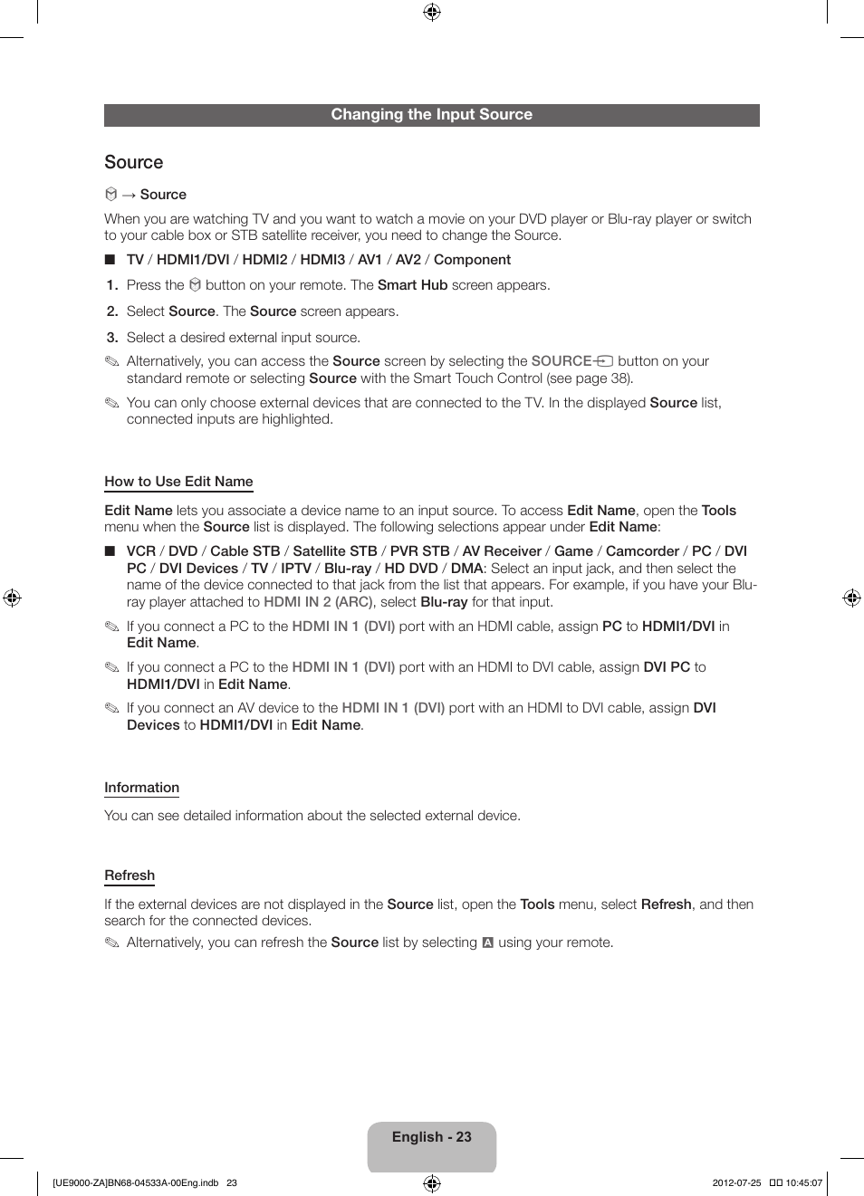 Source | Samsung UN75ES9000FXZA User Manual | Page 23 / 62