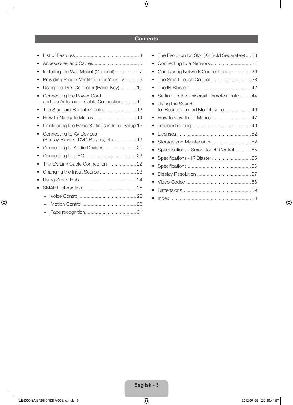 Samsung UN75ES9000FXZA User Manual | Page 3 / 62