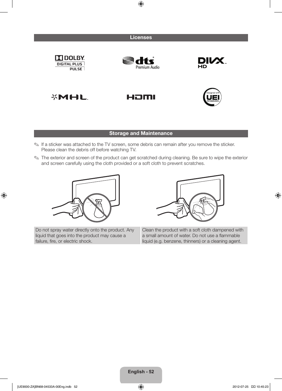 Samsung UN75ES9000FXZA User Manual | Page 52 / 62