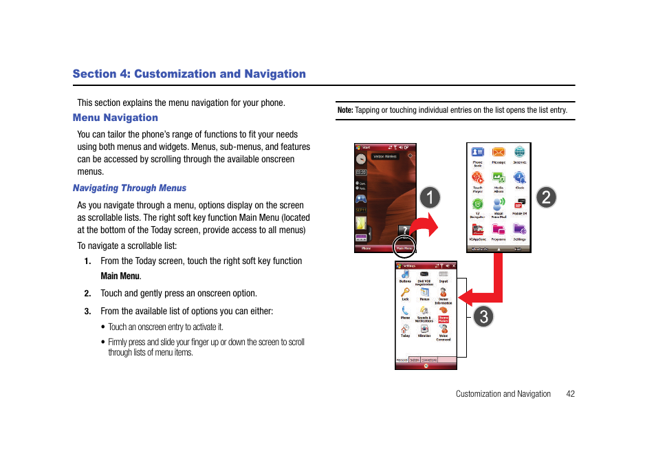 Section 4: customization and navigation, Menu navigation | Samsung SCH-I910ZKAVZW User Manual | Page 45 / 209