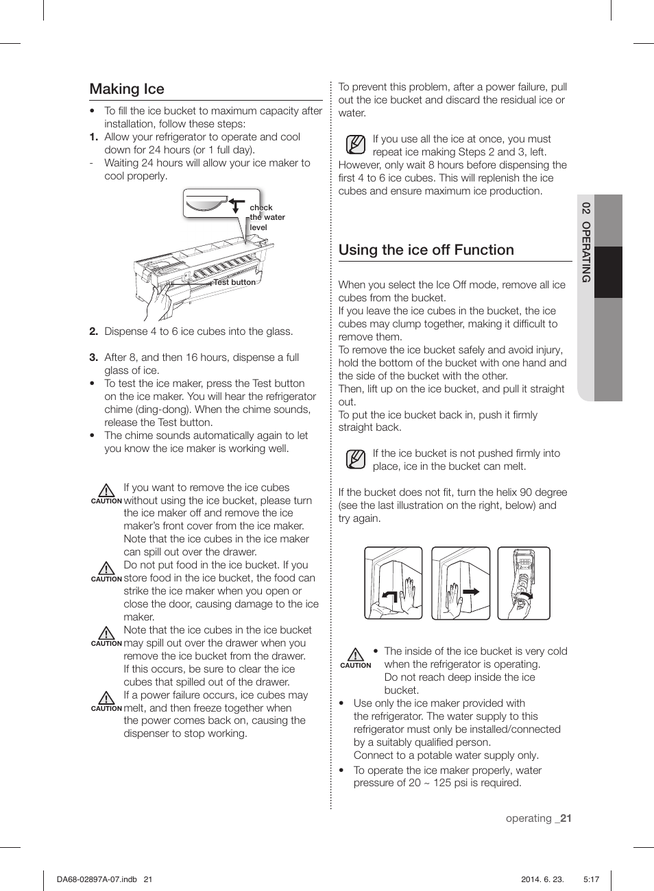 Making ice, Using the ice off function | Samsung RF24FSEDBSR-AA User Manual | Page 21 / 108