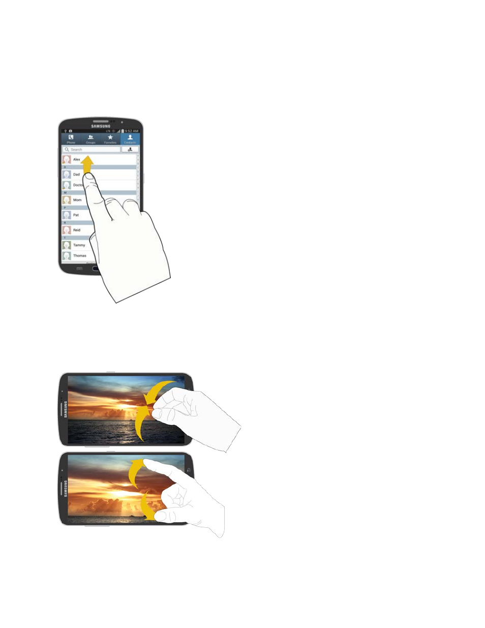 Flick, Pinch and spread | Samsung SPH-L600ZKASPR User Manual | Page 27 / 159