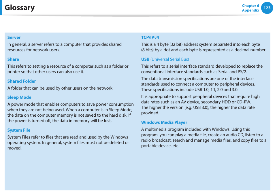 Glossary | Samsung NP470R5E-K02UB User Manual | Page 124 / 125