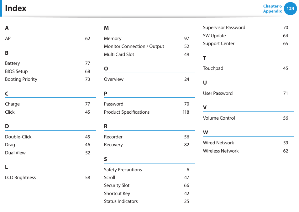 Index | Samsung NP470R5E-K02UB User Manual | Page 125 / 125