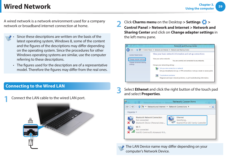 Wired network | Samsung NP470R5E-K02UB User Manual | Page 60 / 125