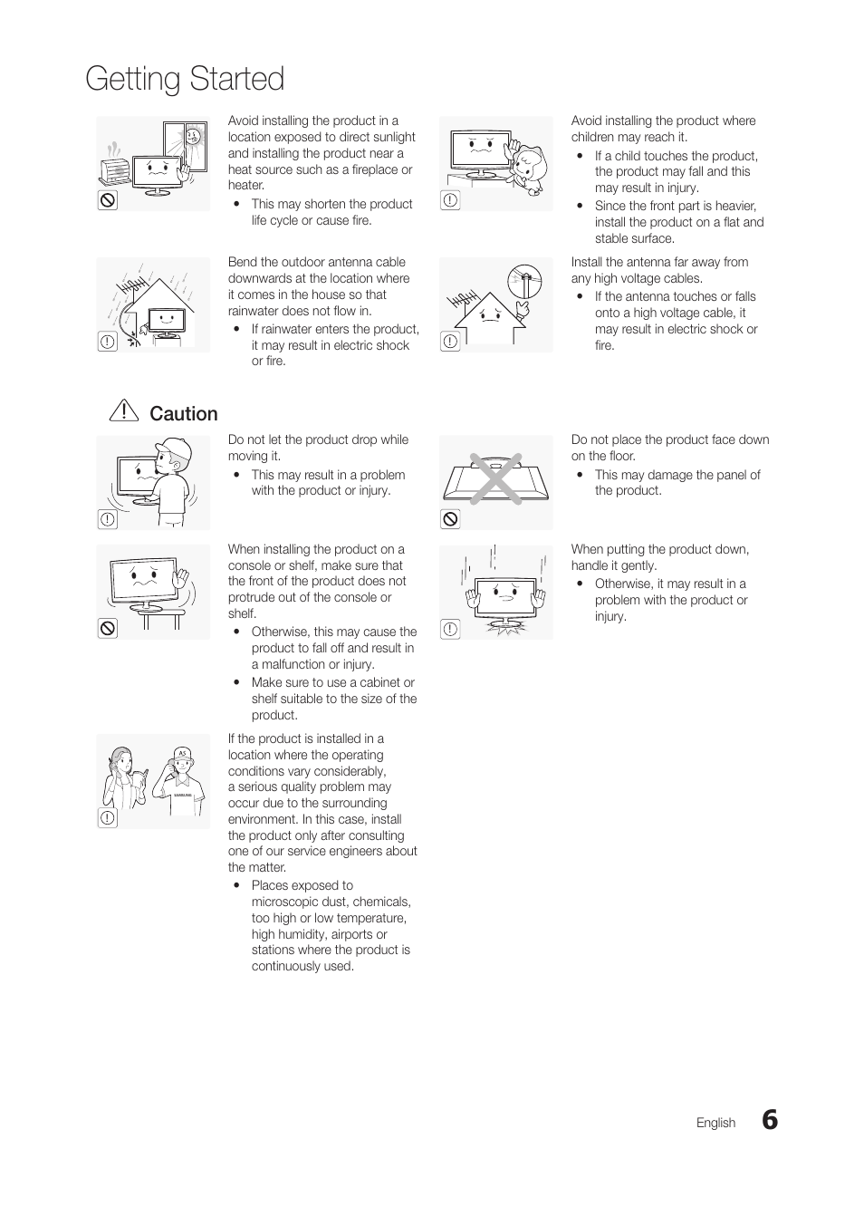 Getting started, Caution | Samsung LT24B350ND-ZA User Manual | Page 6 / 43