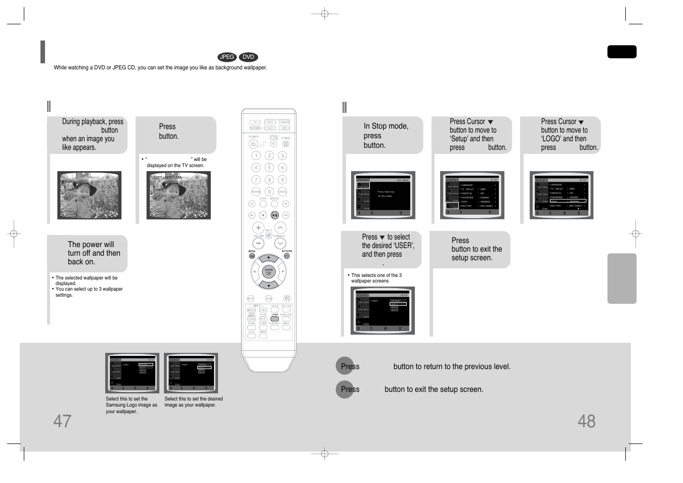 Setting the wallpaper | Samsung HT-Q40T-XAC User Manual | Page 25 / 38