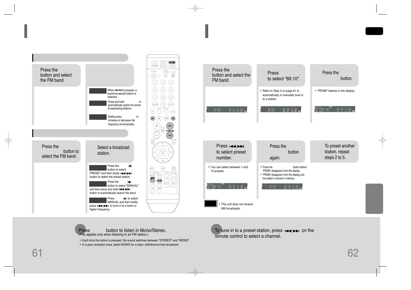 Listening to radio, Presetting stations, Presetting stations 61 | Samsung HT-Q40T-XAC User Manual | Page 32 / 38