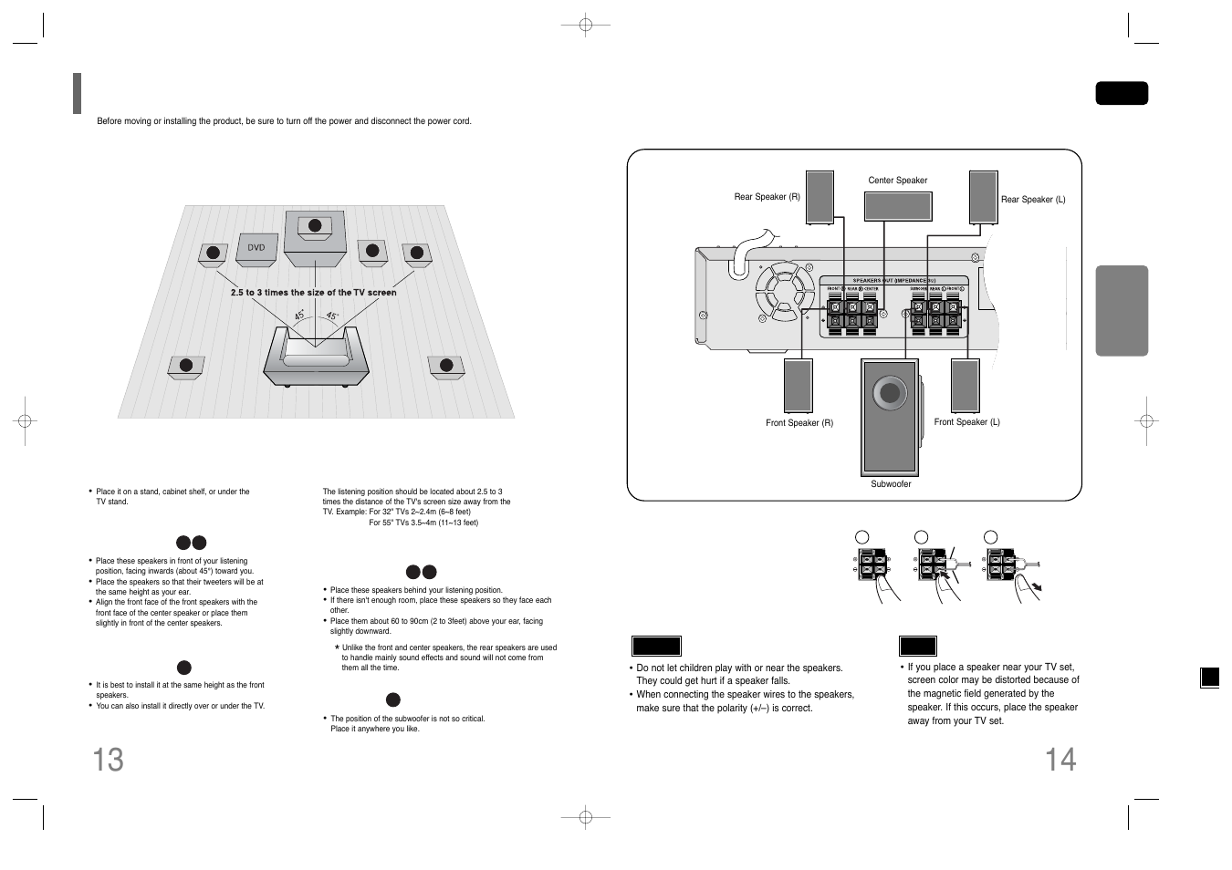 Connections, Connecting the speakers | Samsung HT-Q40T-XAC User Manual | Page 8 / 38