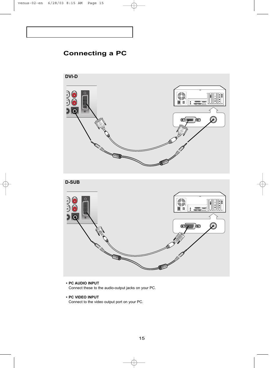 Connecting a pc | Samsung LTN325WX-XAA User Manual | Page 23 / 82