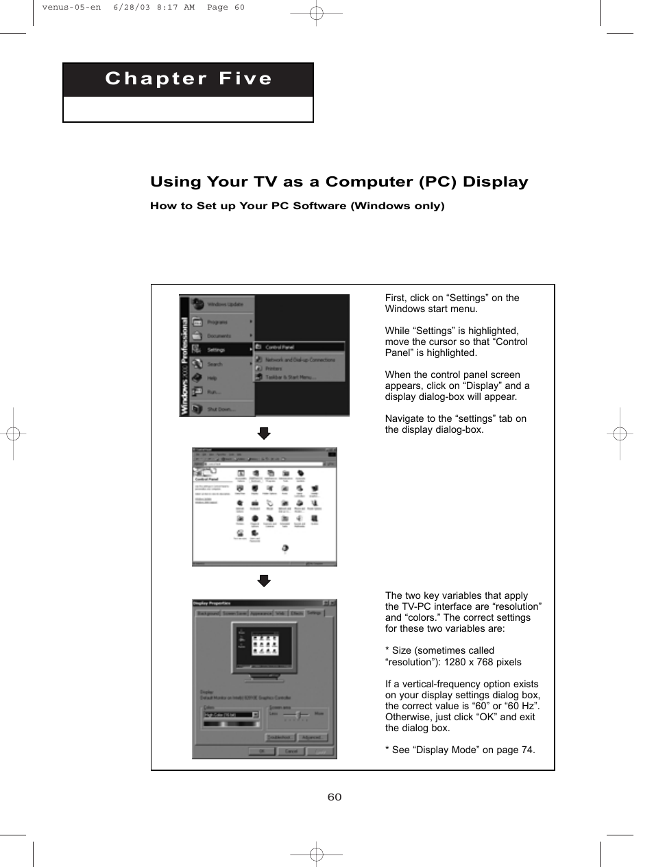 Using your tv as a computer (pc) display, P c d | Samsung LTN325WX-XAA User Manual | Page 68 / 82