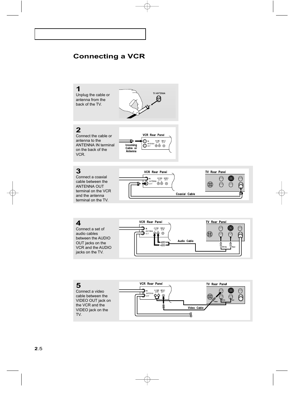 Connecting a vcr | Samsung LTM225WX-XAA User Manual | Page 18 / 72