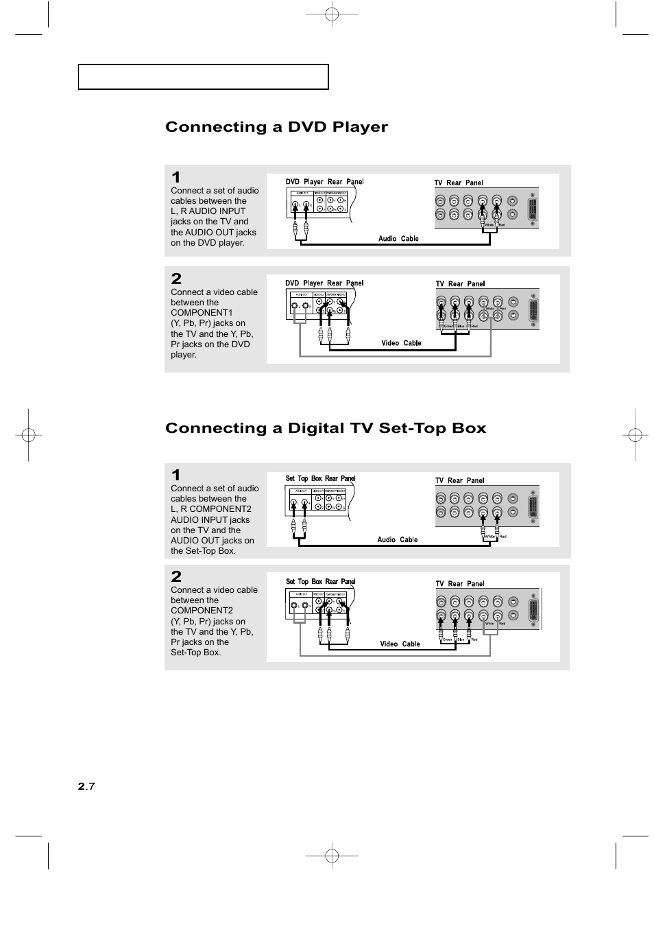 Connecting a dvd player, Connecting a digital tv set-top box | Samsung LTM225WX-XAA User Manual | Page 20 / 72