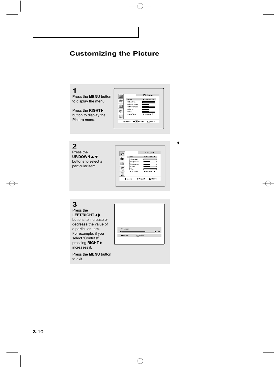 Customizing the picture | Samsung LTM225WX-XAA User Manual | Page 32 / 72