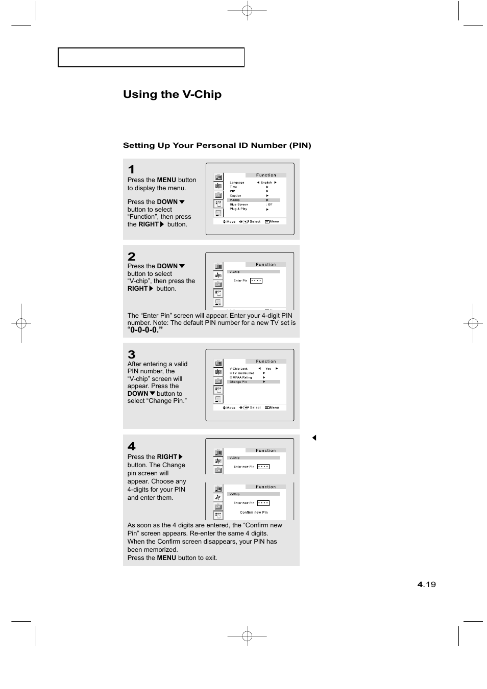 Using the v-chip | Samsung LTM225WX-XAA User Manual | Page 55 / 72