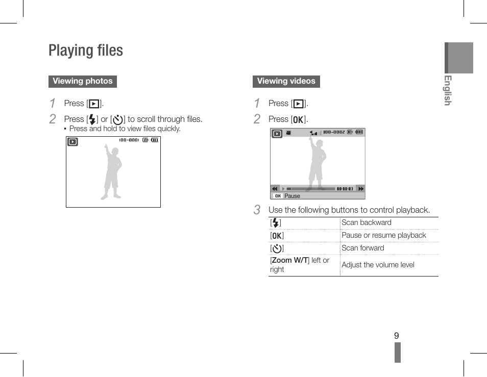Playing files | Samsung EC-HZ35WZBPBUS User Manual | Page 9 / 22