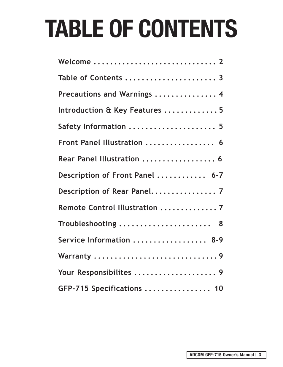 Adcom GFP-715 User Manual | Page 3 / 12