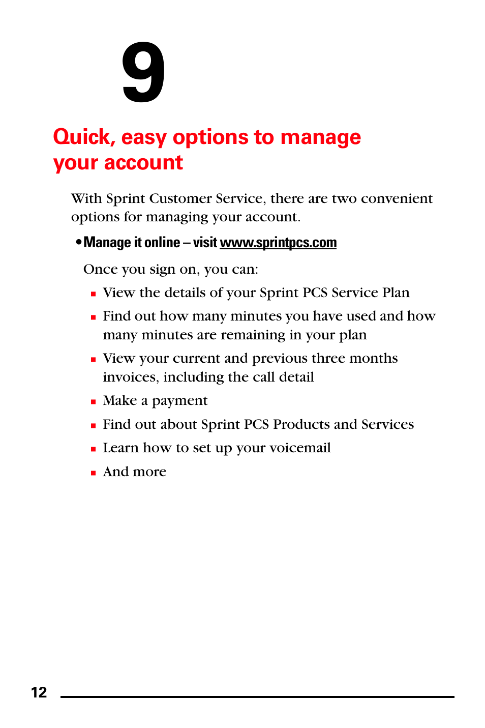 Quick, easy options to manage your account | Samsung SPH-I600MSSXAR User Manual | Page 20 / 76