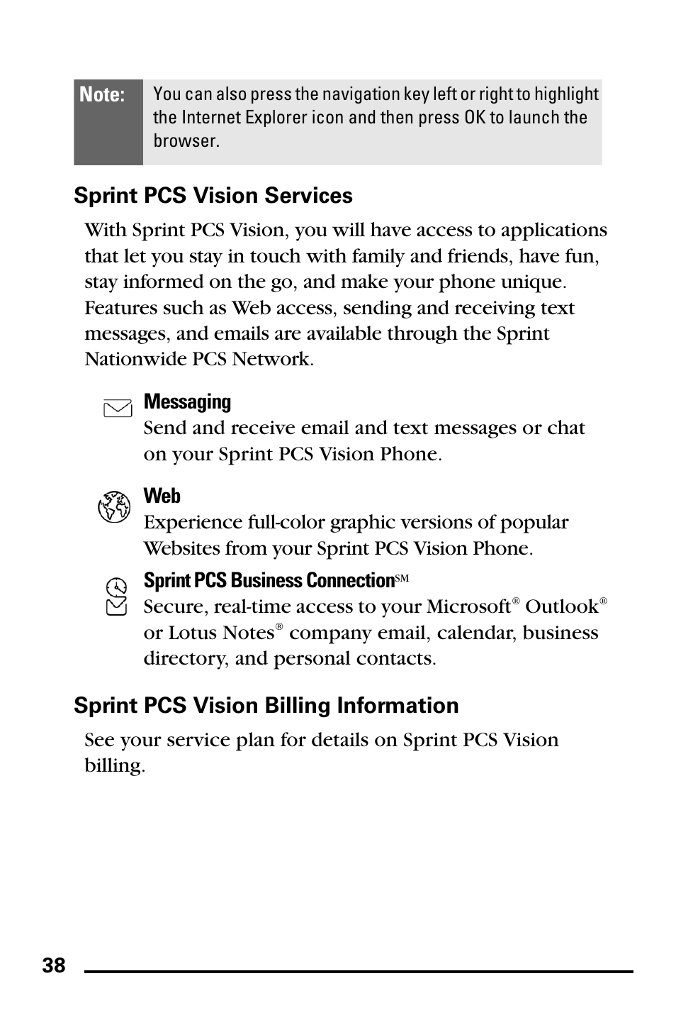 Sprint pcs vision services, Sprint pcs vision billing information | Samsung SPH-I600MSSXAR User Manual | Page 46 / 76