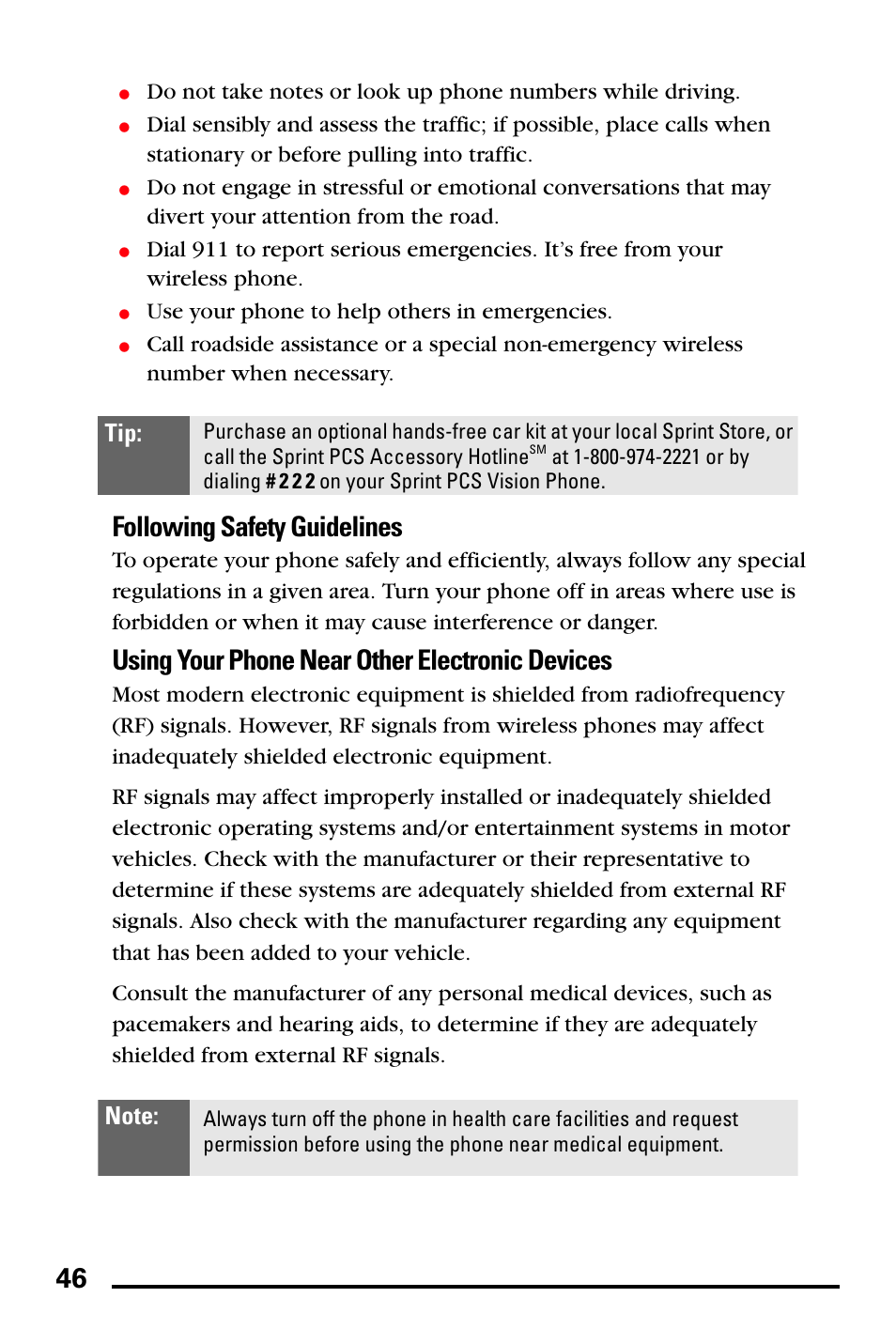 Following safety guidelines, Using your phone near other electronic devices | Samsung SPH-I600MSSXAR User Manual | Page 54 / 76