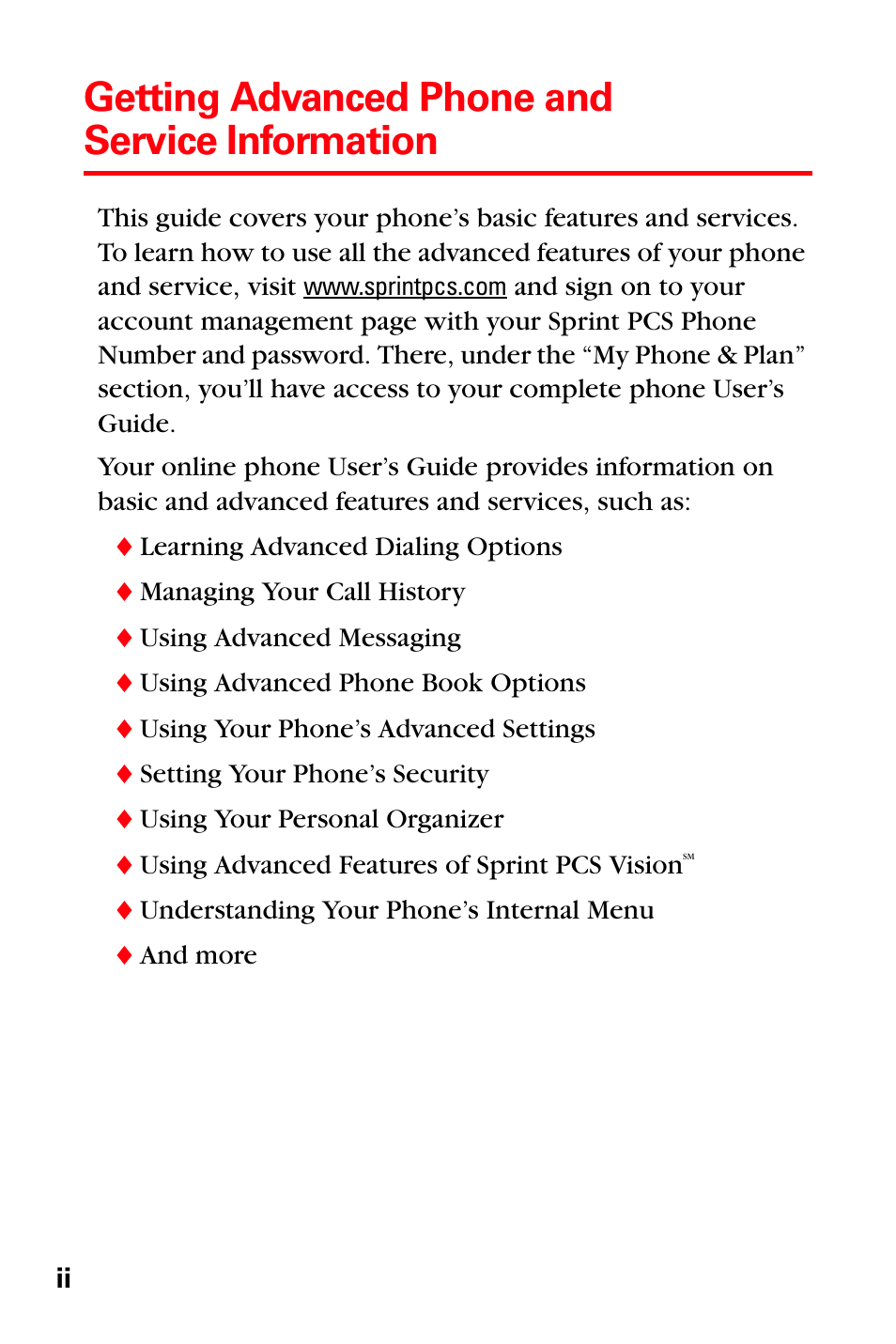 Getting advanced phone and service information | Samsung SPH-I600MSSXAR User Manual | Page 8 / 76