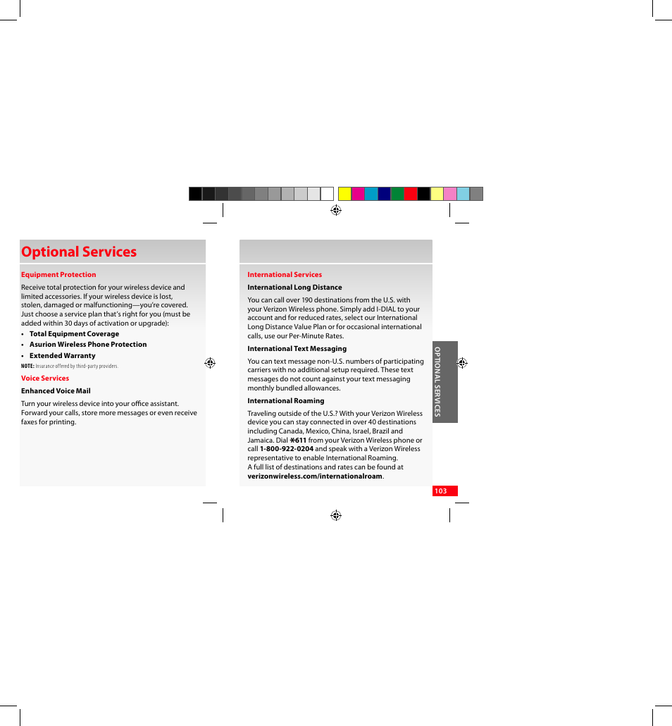 Optional services | Samsung SCH-I920DAAVZW User Manual | Page 103 / 122