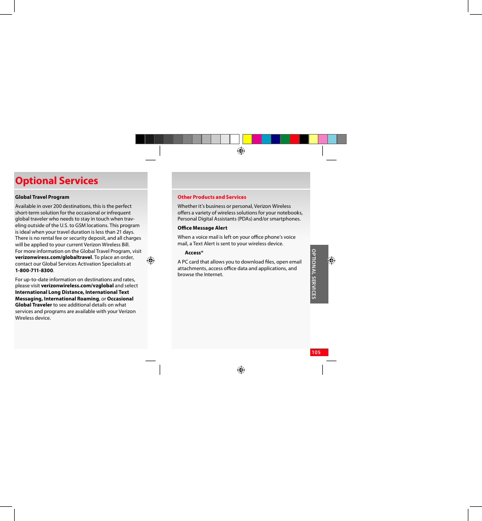 Optional services | Samsung SCH-I920DAAVZW User Manual | Page 105 / 122